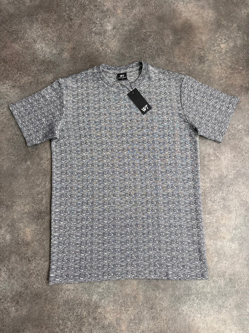 White Threads Textured Plain T-Shirt - Navy